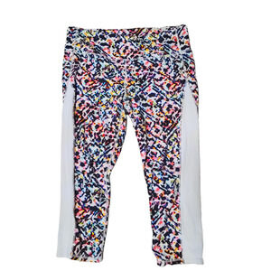 ATHLETA colorful confetti crop leggings sz L